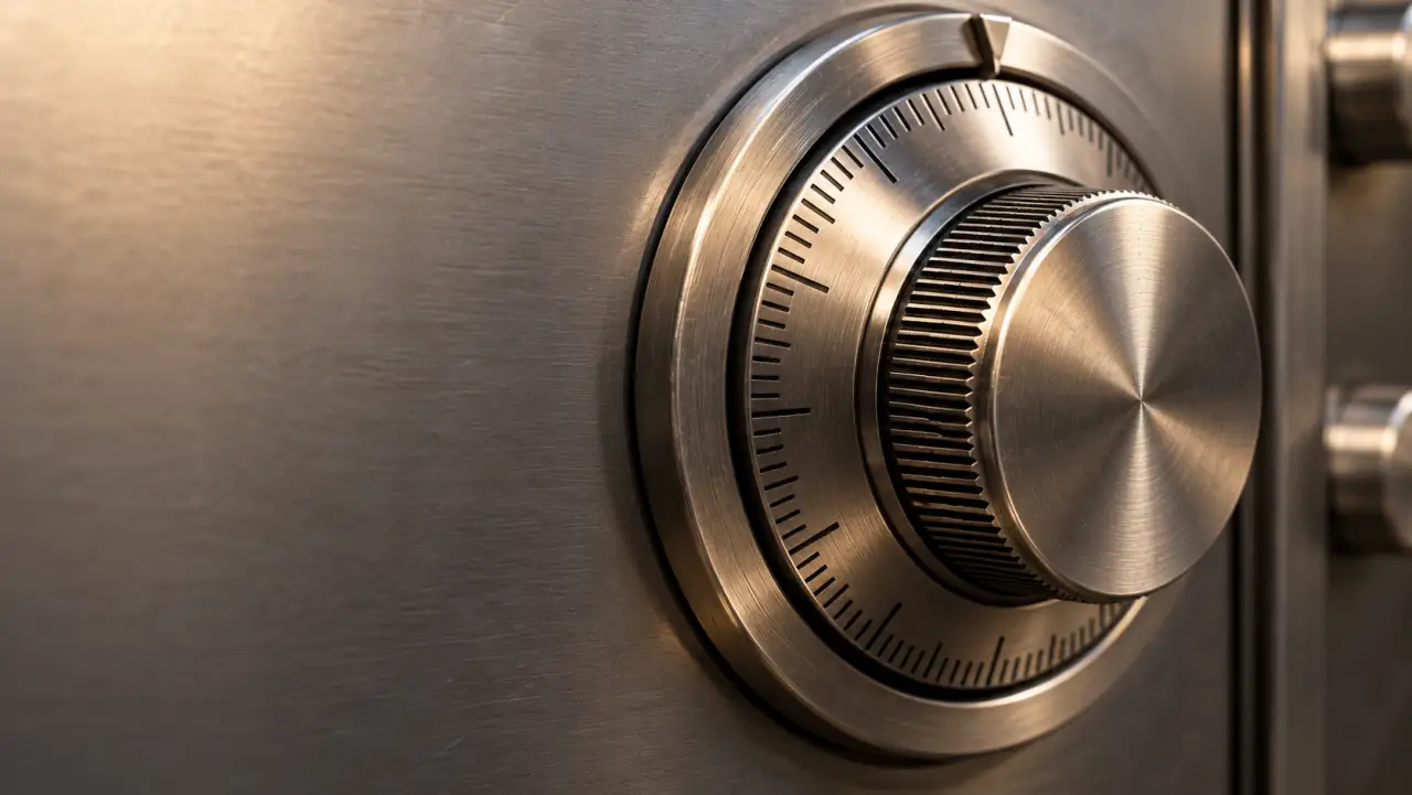 Mechanical combination dial on a steel safe